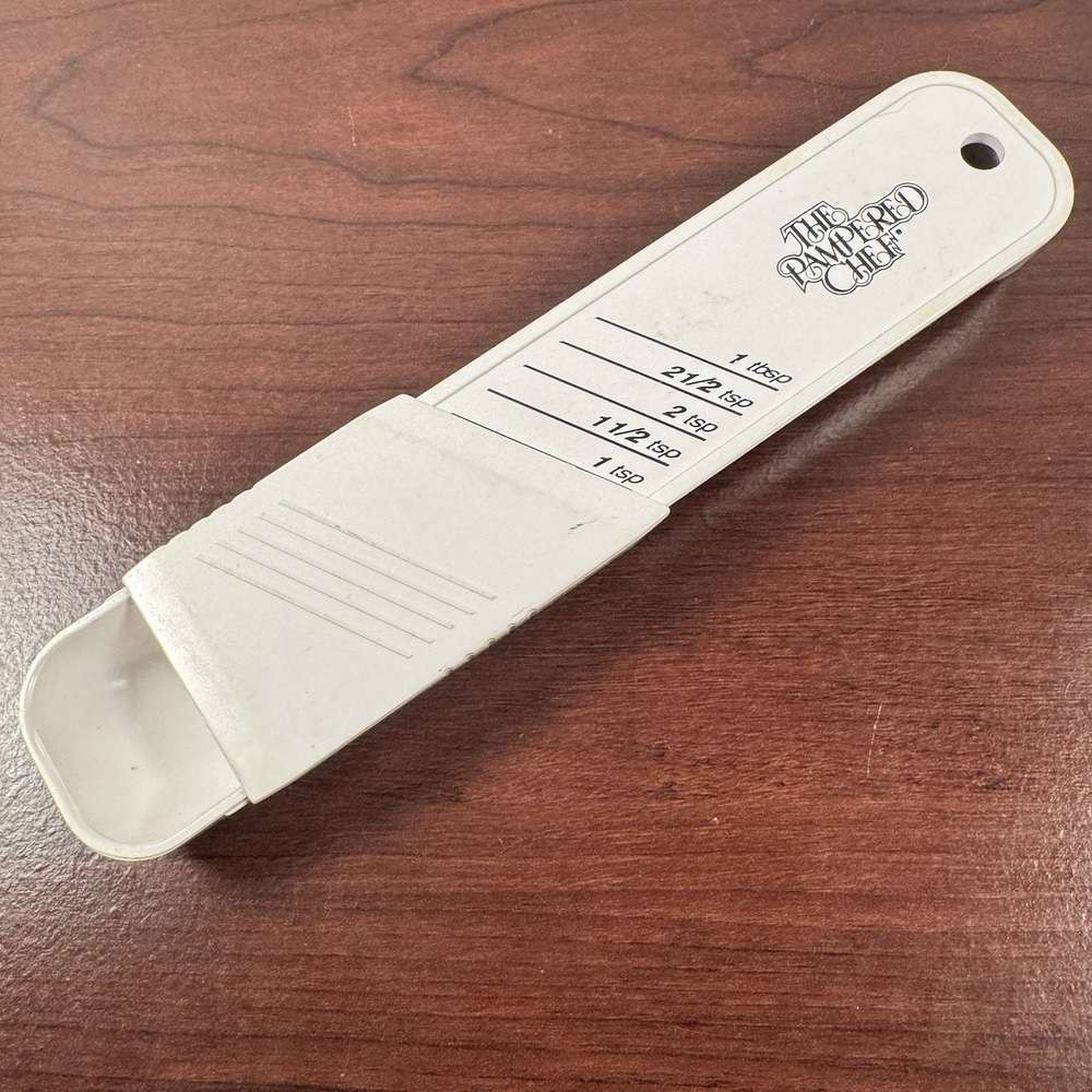 Pampered Chef Adjustable Sliding Measuring Spoon Teaspoon Tablespoon Plastic
